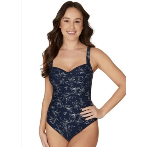 NIP TUCK SWIM Foil Joanne Twist Front Tummy Control One Piece Navy Blue 8 - Picture 3 of 16